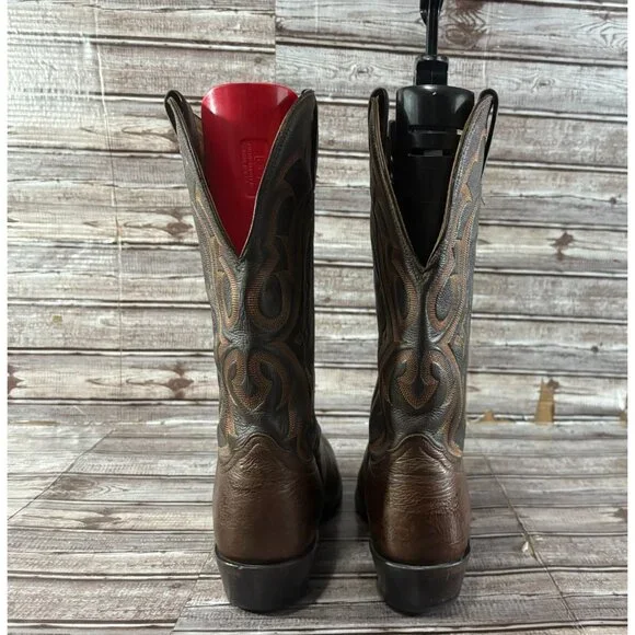 Nocona Oily Toro two tones Cowboy Boots Size 11.5 3E color brown made in Usa - Picture 3 of 9